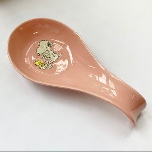 Snoopy Peanuts and Woodstock Easter Eggs Pink Ceramic Spoon Rest